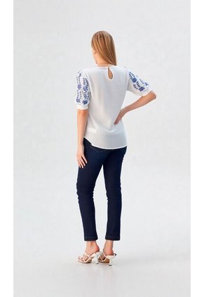 Blusa Para Mujer Manga Corta Blanco Marca L&H Ref. 1F412708