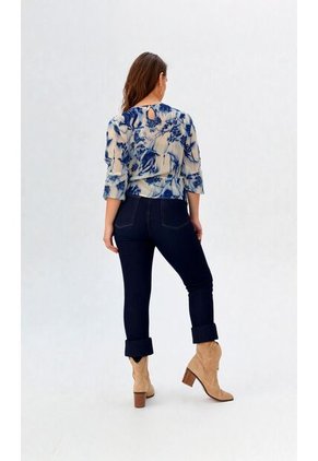Blusa Para Mujer Manga 3/4 Azul Marca L&H Ref. 5P412282