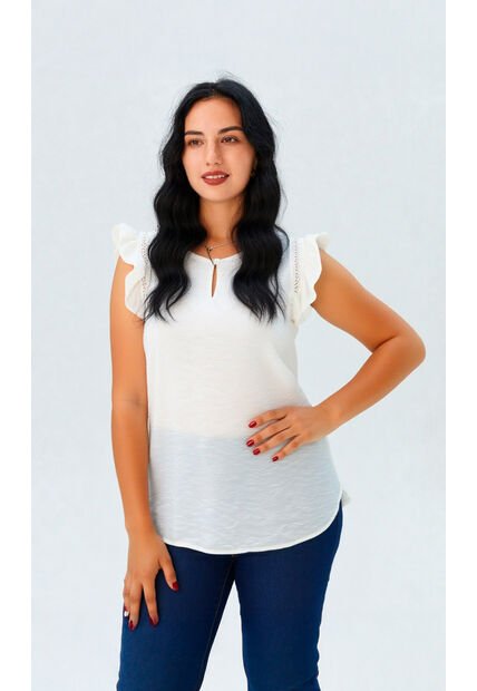 Blusa Para Mujer Manga Sisa Blanco Marca L&H Ref. 2J412268