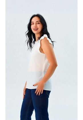 Blusa Para Mujer Manga Sisa Blanco Marca L&H Ref. 2J412268