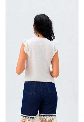 Blusa Para Mujer Manga Sisa Blanco Marca L&H Ref. 2J412268