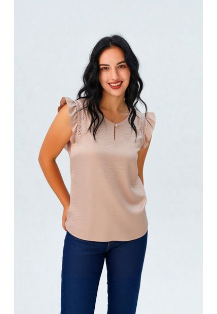 Blusa Para Mujer Manga Sisa Caqui Marca L&H Ref. 2J412268