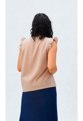 Blusa Para Mujer Manga Sisa Caqui Marca L&H Ref. 2J412268