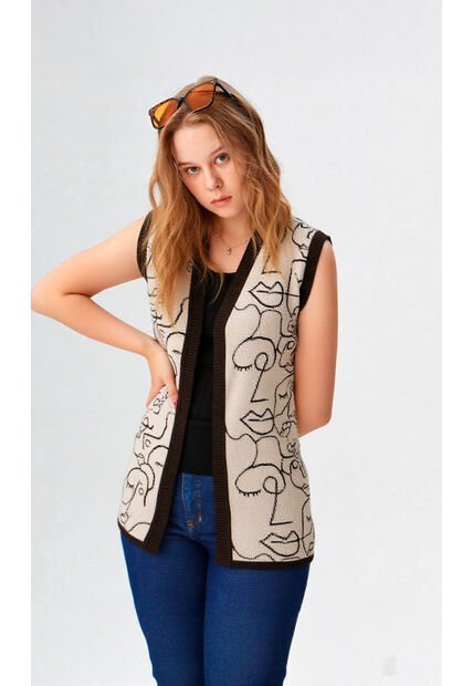 Chaleco Para Mujer Cafe Marca L&H Ref. 4E425021