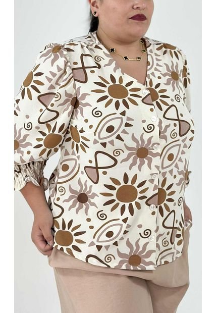 Blusa Para Mujer. Manga 3/4 Cafe Marca L&H
