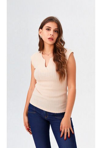 Camiseta Para Mujer Manga Corta Beige Marca L&H Ref. 4R409230 L&H