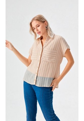 Blusa Para Mujer Manga Corta Gris Claro Marca L&H Ref. 1F412735 L&H