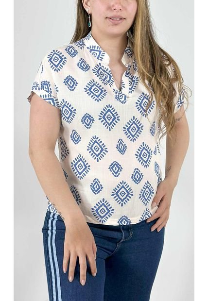 Blusa Para Mujer Manga Corta Azul Marca L&H