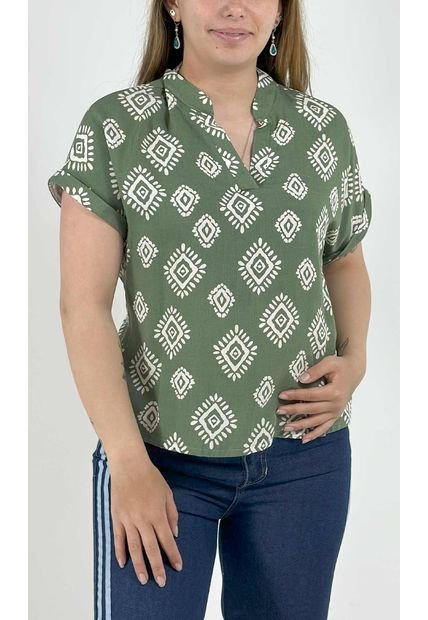 Blusa Para Mujer Manga Corta Verde Marca L&H