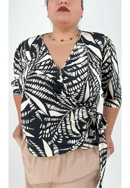 Camiseta Para Mujer. Manga 3/4 Negro Marca L&H