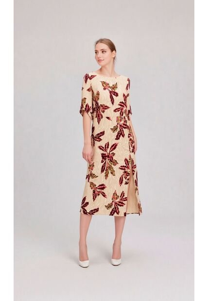 Vestido Para Mujer Manga Corta Vino Marca L&H Ref. 2J417070