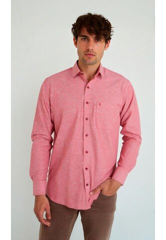 Guayabera Para Hombre Manga Larga Rojo Marca L&H L&H