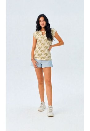 Camiseta Para Mujer Manga Corta Verde Marca L&H Ref. 1F409525