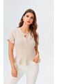 Blusa Para Mujer Manga Corta Beige Marca L&H Ref. 1F412670 de L&H