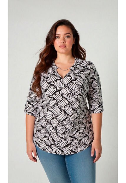 Camiseta Para Mujer. Manga 3/4 Negro Marca L&H