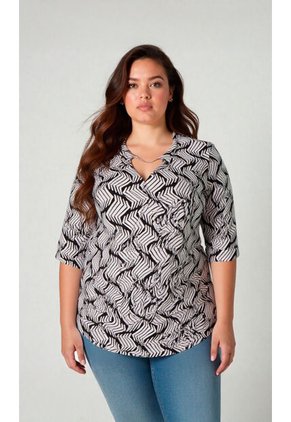 Camiseta Para Mujer. Manga 3/4 Negro Marca L&H