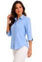 Blusa Para Mujer Manga 3/4 Azul Claro Marca L&H Ref. 1F412617 de L&H