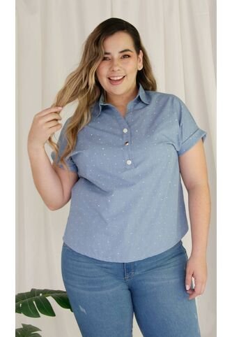 Blusa Para Mujer. Manga Corta Azul Claro Marca L&H L&H