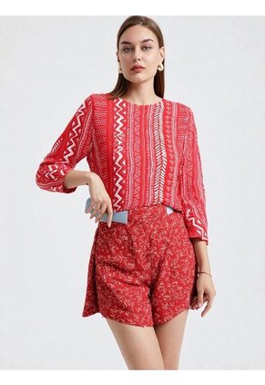 Blusa Para Mujer Manga 3/4 Rojo Marca L&H