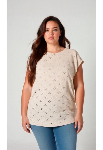 Camiseta Para Mujer. Manga Corta Beige Marca L&H Ref. 2J609088