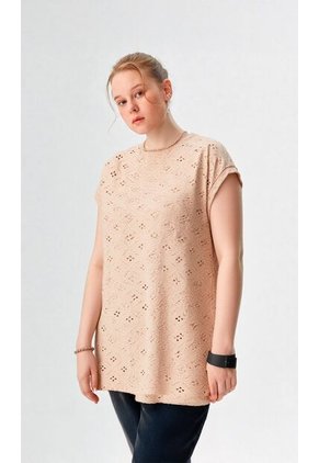 Camiseta Para Mujer. Manga Corta Beige Marca L&H Ref. 2J609088