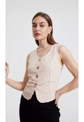 Chaleco Para Mujer Beige Marca L&H Ref. 1G425002