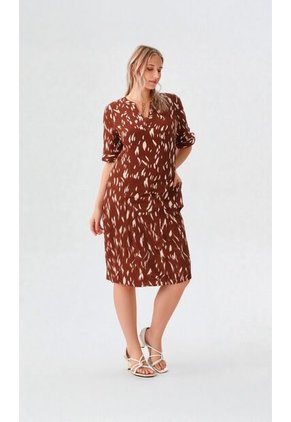 Vestido Para Mujer Manga Corta Cafe Marca L&H Ref. 1Y417030