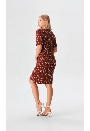 Vestido Para Mujer Manga Corta Cafe Marca L&H Ref. 1Y417030