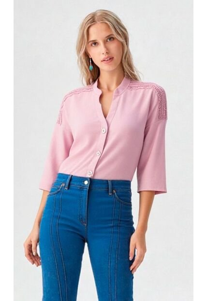 Blusa Para Mujer Manga 3/4 Rosado Marca L&H