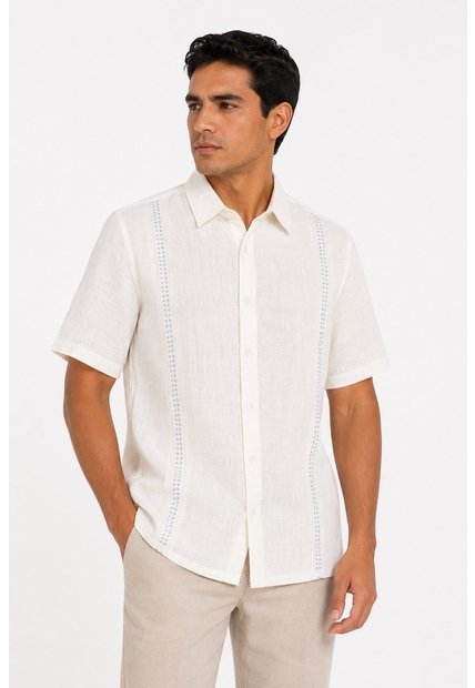Guayabera Para Hombre  Blanco Marca L&H Ref. 9R135079