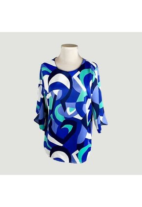 Blusa Para Mujer Manga 3/4 Azul Rey Marca L&H