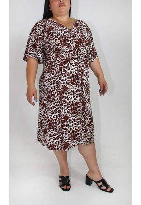 Vestido Para Mujer. Manga Corta Cafe Marca L&H