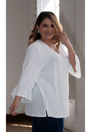 Blusa Para Mujer. Manga 3/4 Blanco Marca L&H