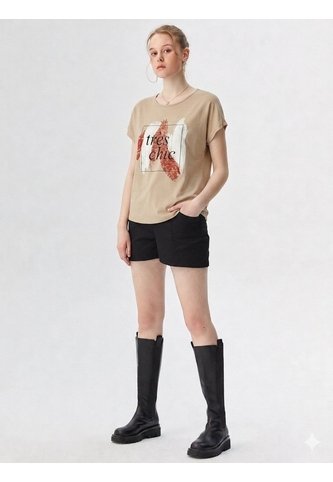 Camiseta Para Mujer Manga Corta Beige Marca L&H Ref. 5G409264 L&H