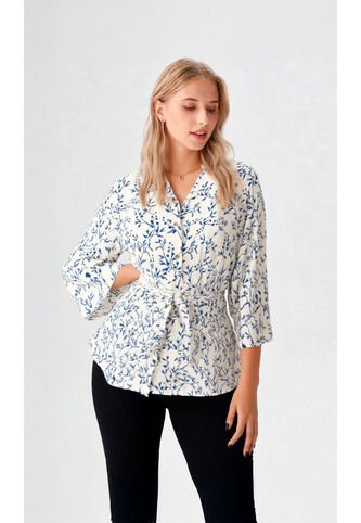 Blusa Para Mujer Manga 3/4 Azul Marca L&H Ref. 1F412697 L&H