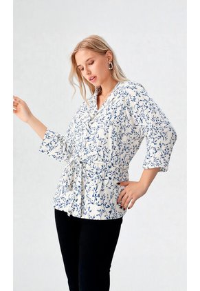 Blusa Para Mujer Manga 3/4 Azul Marca L&H Ref. 1F412697