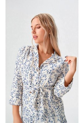 Blusa Para Mujer Manga 3/4 Azul Marca L&H Ref. 1F412697