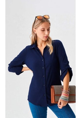 Blusa Para Mujer Manga 3/4 Azul Marca L&H Ref. 1F412390 L&H