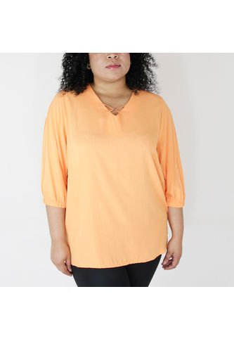 Blusa Para Mujer. Manga 3/4 Naranja Marca L&H L&H