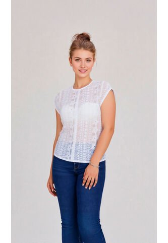 Blusa Para Mujer Manga Corta Blanco Marca L&H Ref. 1F412686 L&H
