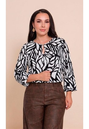 Blusa Para Mujer Manga 3/4 Negro Marca L&H Ref. 5P412311