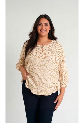 Blusa Para Mujer. Manga 3/4 Taupe Marca L&H Ref. 7K612010