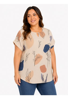 Blusa Para Mujer. Manga Corta Beige Marca L&H Ref. 4R612037