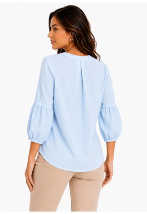Blusa Para Mujer Manga 3/4 Azul Marca L&H Ref. 4R412133