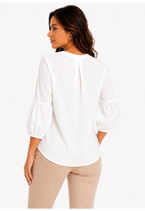 Blusa Para Mujer Manga 3/4 Blanco Marca L&H Ref. 4R412133