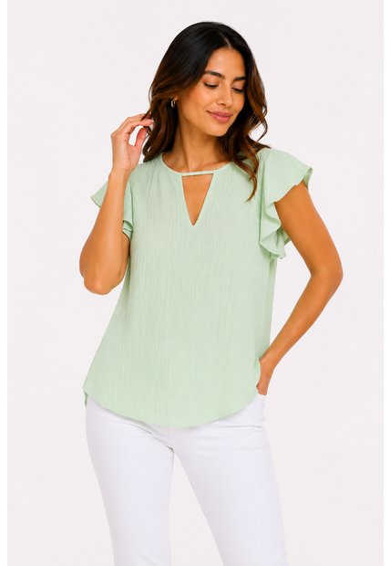 Blusa Para Mujer Manga Sisa Verde Marca L&H Ref. 4R412130