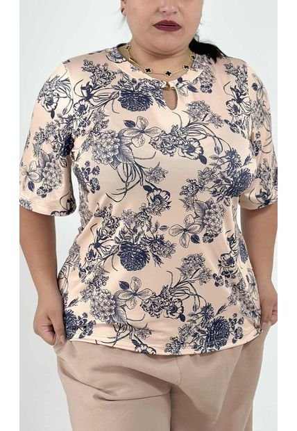 Camiseta Para Mujer. Manga 3/4 Azul Marca L&H