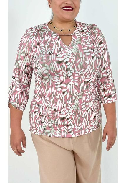 Camiseta Para Mujer. Manga 3/4 Rosado Marca L&H