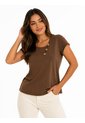 Camiseta Para Mujer Manga Corta Cafe Marca L&H Ref. 4R409243 de L&H