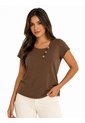 Camiseta Para Mujer Manga Corta Cafe Marca L&H Ref. 4R409243 de L&H